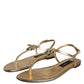 Dolce & Gabbana Gold Leather DG Logo Flats Sandals Shoes