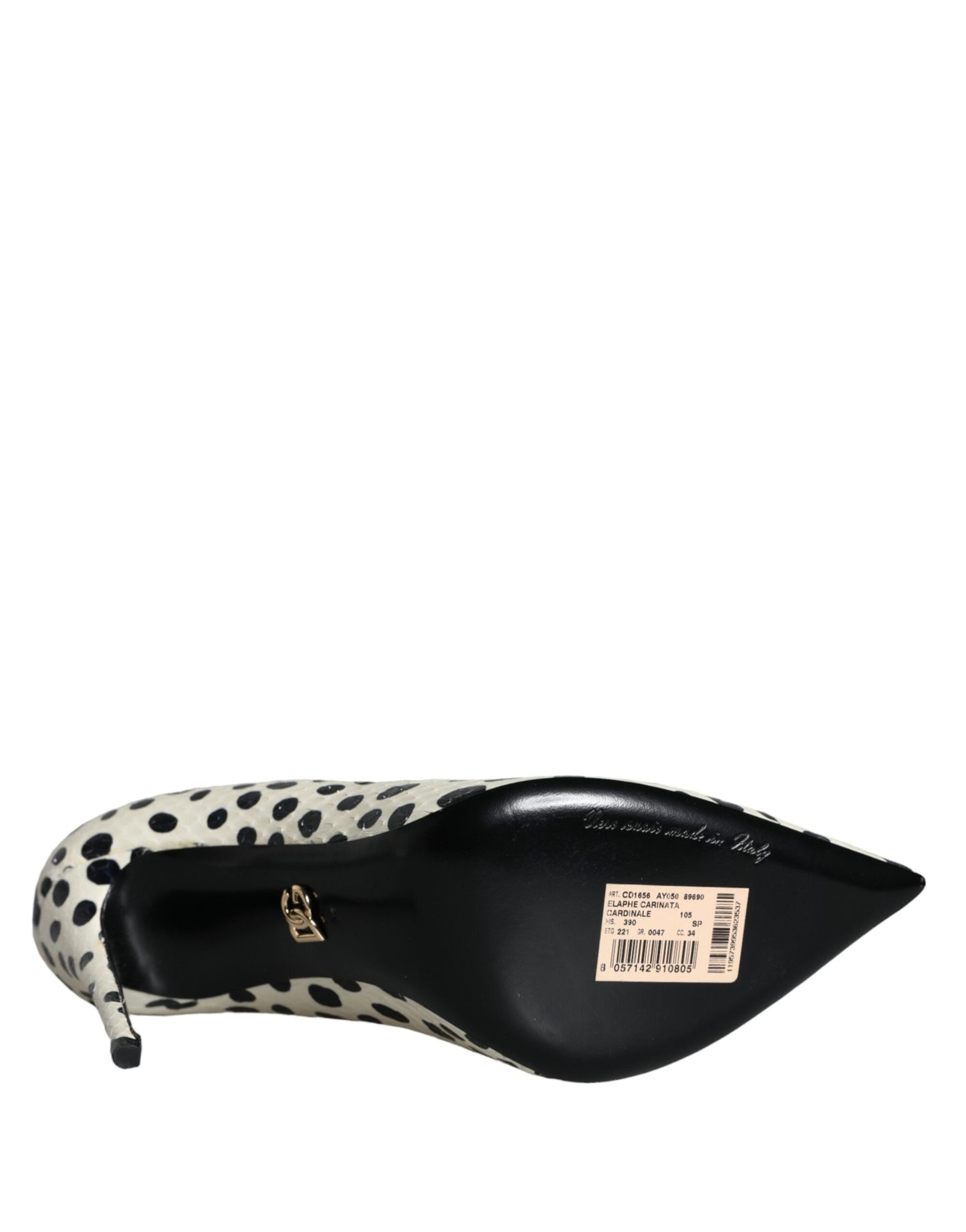 Dolce & Gabbana Black White Polka Dot Leather Pumps Shoes