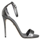 Dolce & Gabbana Silver KEIRA Heels Ankle Strap Sandals Shoes