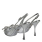 Dolce & Gabbana Silver Mesh Crystal Embellished Slingback Shoes