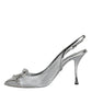 Dolce & Gabbana Silver Mesh Crystal Embellished Slingback Shoes