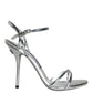 Dolce & Gabbana Silver KEIRA Leather AnkleStrap Sandals Shoes