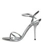 Dolce & Gabbana Silver KEIRA Leather AnkleStrap Sandals Shoes