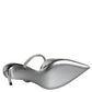 Dolce & Gabbana Silver Crystal Leather Slip On Sandals Shoes