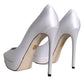 Dolce & Gabbana White Satin Platform High Heels Pumps Shoes