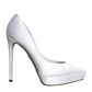 Dolce & Gabbana White Satin Platform High Heels Pumps Shoes