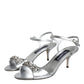 Dolce & Gabbana Silver Crystal AnkleStrap Keira Sandals Shoes