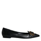 Dolce & Gabbana Black Devotion Leather Pointy Flats Shoes