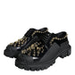 Dolce & Gabbana Black Leather Trekking Derby Embellished Shoes