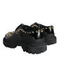 Dolce & Gabbana Black Leather Trekking Derby Embellished Shoes