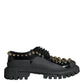 Dolce & Gabbana Black Leather Trekking Derby Embellished Shoes