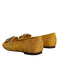 Dolce & Gabbana Mustard Lace Crystal Ballet Flats Loafer Shoes