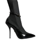 Dolce & Gabbana Black Leather Stilettos Booties Socks Shoes