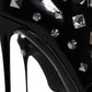 Dolce & Gabbana Black Leather Studs Crystal Ankle Boots Shoes