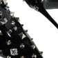 Dolce & Gabbana Black Leather Studs Crystal Ankle Boots Shoes