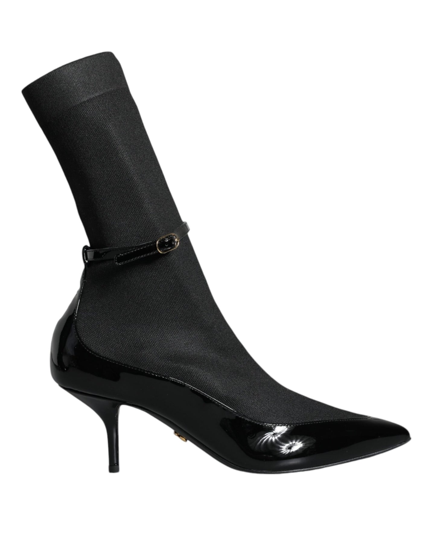 Dolce & Gabbana Black Leather Stilettos Booties Socks Shoes