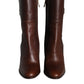 Dolce & Gabbana Brown Leather Heels Mid Calf Boots Shoes