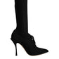 Dolce & Gabbana Black Stiletto Heels Mid Calf Boots Shoes