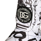 Dolce & Gabbana White Padded Logo Print Mid Calf Boots Shoes