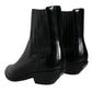 Dolce & Gabbana Black Leather Ankle Boots Booties Shoes