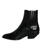 Dolce & Gabbana Black Leather Ankle Boots Booties Shoes