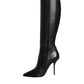 Dolce & Gabbana Black Leather Gold Tone Logo High Boots Shoes