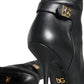 Dolce & Gabbana Black Leather Gold Tone Logo High Boots Shoes