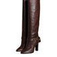 Dolce & Gabbana Brown Leather Gold Tone Logo High Boots Shoes