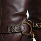 Dolce & Gabbana Brown Leather Gold Tone Logo High Boots Shoes