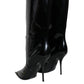 Dolce & Gabbana Black Patent Leather Mid Calf Boots Shoes