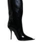 Dolce & Gabbana Black Patent Leather Mid Calf Boots Shoes