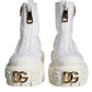 Dolce & Gabbana White Leather Rubber Logo Ankle Boots Shoes