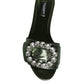 Dolce & Gabbana Metallic Green Crystal Leather Flats Sandals Shoes