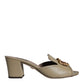 Dolce & Gabbana Beige DG Amore Slip On Heels Sandals Shoes