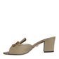 Dolce & Gabbana Beige DG Amore Slip On Heels Sandals Shoes