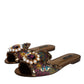 Dolce & Gabbana Multicolor Jacquard Embellished Slides Flats Shoes