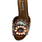 Dolce & Gabbana Multicolor Jacquard Embellished Slides Flats Shoes