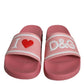 Dolce & Gabbana Pink Leather I Love D&G Sandals Slides Shoes