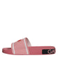 Dolce & Gabbana Pink Leather I Love D&G Sandals Slides Shoes