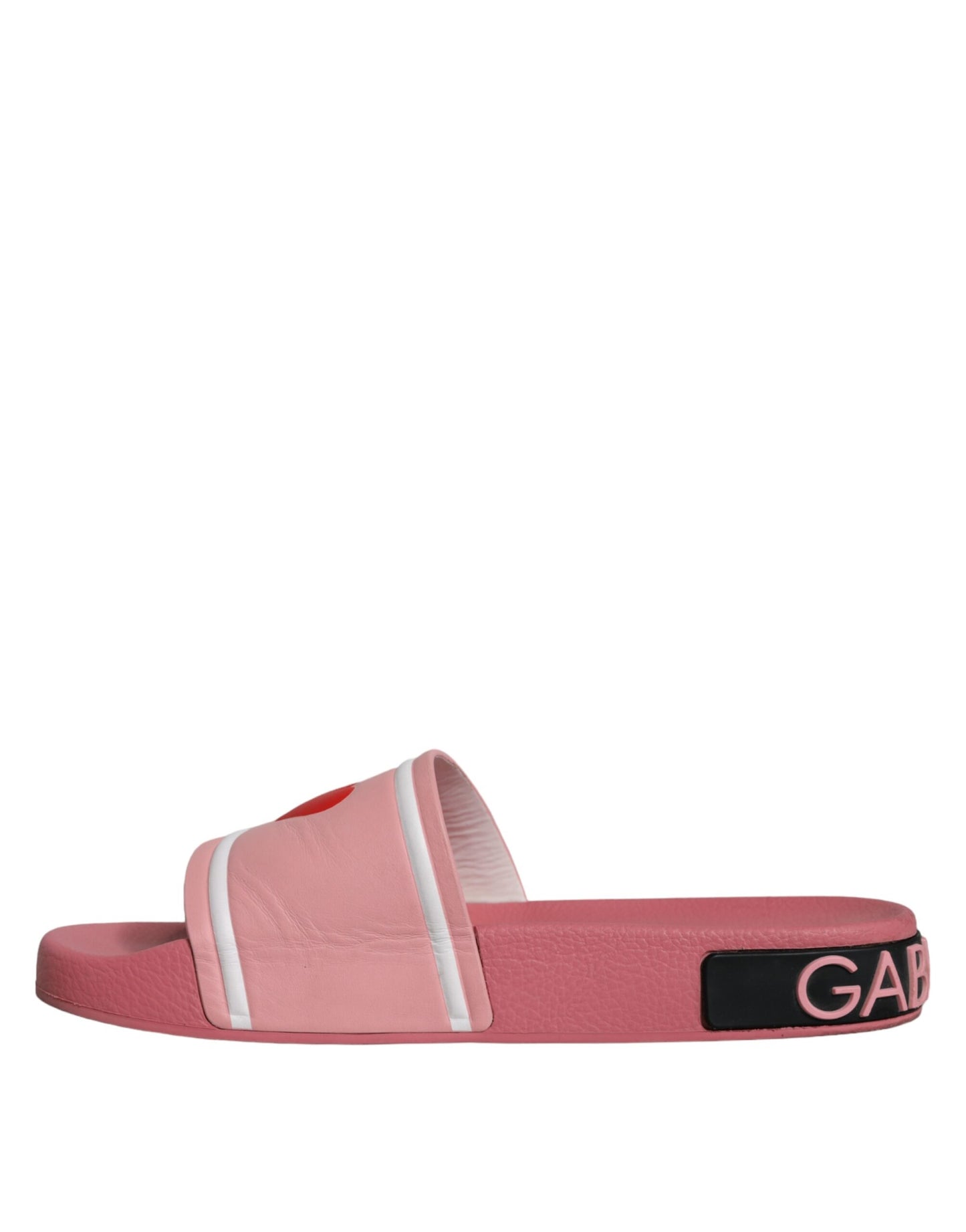 Dolce & Gabbana Pink Leather I Love D&G Sandals Slides Shoes