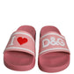 Dolce & Gabbana Pink Leather I Love D&G Sandals Slides Shoes