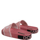 Dolce & Gabbana Pink Leather I Love D&G Sandals Slides Shoes