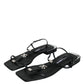 Dolce & Gabbana Black Leather Logo Ankle Strap Keira Sandals Shoes