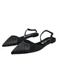 Dolce & Gabbana Black Satin Flats Slingback Sandals Shoes