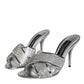 Dolce & Gabbana Silver Crystals Keira Heels Slides Shoes