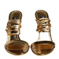 Dolce & Gabbana Gold Leather High Heels Sandals Shoes