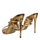 Dolce & Gabbana Gold Leather High Heels Sandals Shoes