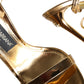 Dolce & Gabbana Gold Leather High Heels Sandals Shoes