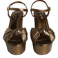 Dolce & Gabbana Gold Leather Platform Keira Sandals Shoes