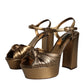 Dolce & Gabbana Gold Leather Platform Keira Sandals Shoes